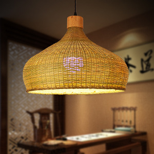 Bamboo Art Pendant <b>Light</b> Round E27 LED Living Room <b>Dining</b> Room Chandelier - Product Image 1
