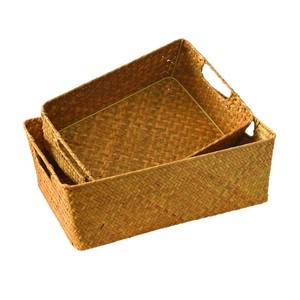 Desktop straw woven <b>storage</b> <b>basket</b>, <b>rectangular</b> organizing <b>basket</b>, woven bamboo <b>basket</b>, snack <b>storage</b> <b>basket</b> - Product Image 5