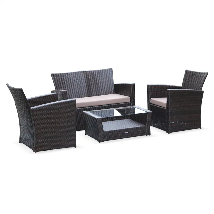 Fashionable Durable All-Weather Rattan Long Sofa Setsvintage Style Rattan Furniture Garden Sets Rattan Outdoor Furniture