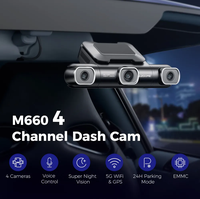 AZDOME M660 Caméra de Voiture 4 Canaux Enregistrement en Boucle GPS Wi-Fi 5G Intégré 128 Go EMMC DVR Boîte Noire