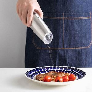 Gravity Electric Salt and Pepper Grinder <b>Set</b>,Rechargeable Automatic Salt and Pepper Mill,LED Light Adjustable Coarseness Salt - Product Image 6