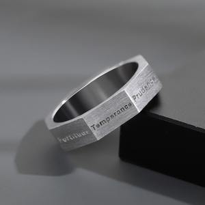 Hip Hop S925 Argent Plaqué Foi Charité Prudence Justice Fortitude Espoir Tempérance Sept Vertus Personnalité Homme Bague Unique - Product Image 1