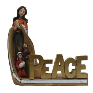 Benutzer definierte FRIEDEN Heilige Familie Figur Religiöse Weihnachts krippe Sets Harz Handwerk Religiöse Jesus Statue Heiraten Kerzenhalter Glas