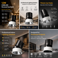 Moderna Lámpara LED COB Empotrable Ajustable de 12W, Foco Empotrado UGR<19, Iluminación Comercial para Proyectos de Hoteles y Comercios LP-AJ8292-NR-22