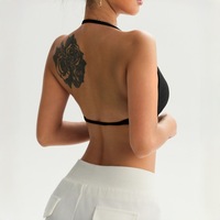Soutien-gorge de sport pour femme à col en V, avec coussinets amovibles, antichoc, maintien élevé, pour yoga, bretelles croisées, devant en Spandex/Nylon