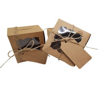 Carta Kraft eco-friendly 8x8x5 pollici scatole torta con finestra in PVC trasparente personalizzabile torta nuziale cartelle per uso alimentare