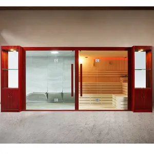Роскошный большой деревянный паровой Душ Сауна комбо акриловые ванны с переполнением белый цвет фартук установка для одного человека