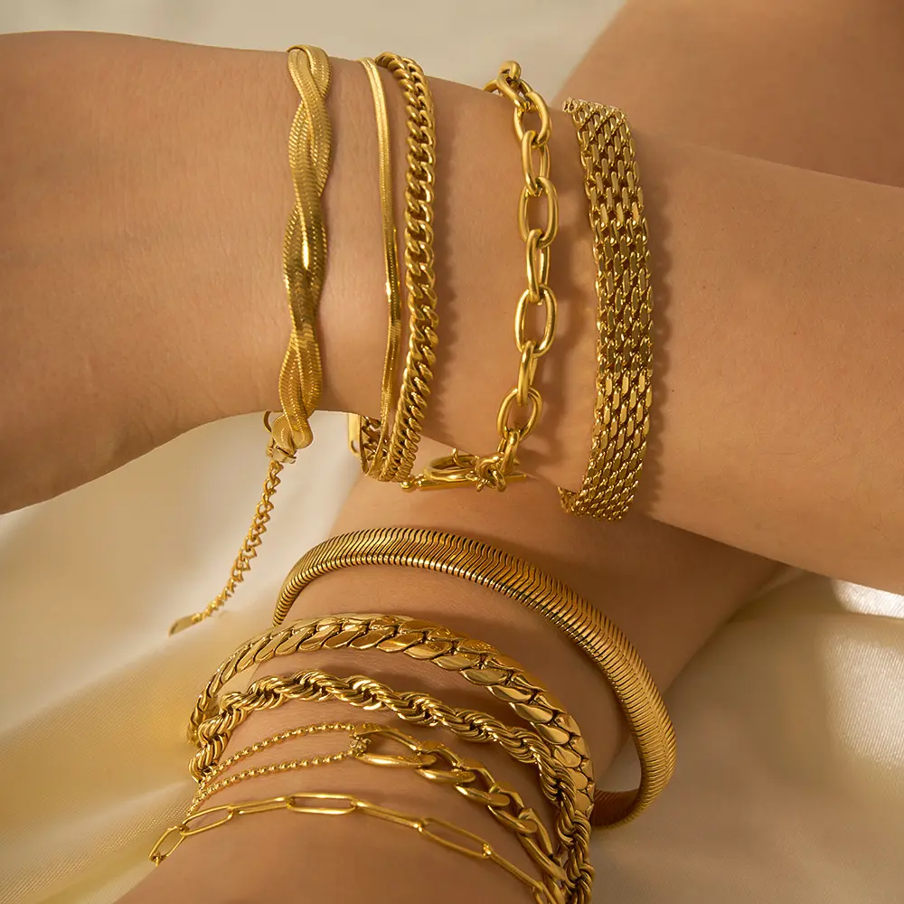 Niet-Bezoedelde Sieraden Mode Armband Vrouwen 14K Verguld Roestvrij Staal Cubaanse Link Armband Groothandel