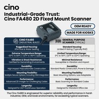 Lecteur de codes-barres logistique haute vitesse pour convoyeur AGV Cino FA480 2D à montage fixe, robuste IP54, lecteur de codes QR