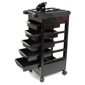 Chariot de rangement portable multi-niveaux en plastique noir pour salon de beauté et <span class=keywords><strong>coiffure</strong></span> - Product Image 5