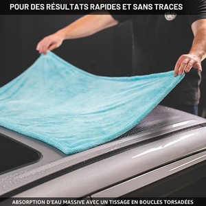 Serviette de séchage en microfibre VANTUR 70 x 90 cm, logo personnalisé imprimé, boucles torsadées, 850 g/m², pour lavage auto - Product Image 3