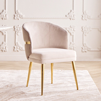 Nouvelle chaise de salle à manger moderne rembourrée velours or en acier inoxydable bras chaise salon Accent pour la maison hôtel café