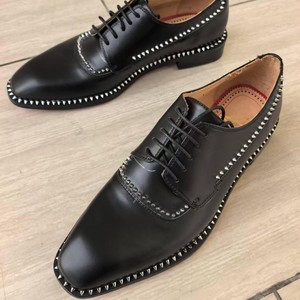 2026 <b>Men</b> Black Studded Oxford <b>Dress</b> Shoes Designer Inspired Lace-Up Formal Business Shoes Red Sole Wedding Footwear - Product Image 4