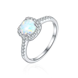 Bijoux de luxe de haute qualité, argent sterling 925, plaqué rhodium anti-ternissement, anneaux carrés en <span class=keywords><strong>opale</strong></span>, bijoux fins - Product Image 1