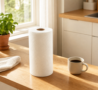 2-lagiges, weiches, saugfähiges, waschbares Küchenpapier aus reinem Zellstoff, umweltfreundlich, für die Reinigung, kernlose Rolle