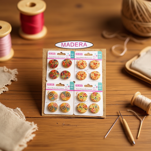 Bottone Decorativo in Legno ILAN 30mm con Design Floreale per Artigianato e Cucito - Product Image 2