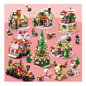 Hot Sale Funny Mini Cute Christmas DIY Building Block Puzzle Toys for Kids Cartoon Xmas Santa Jigsaw Educational Game