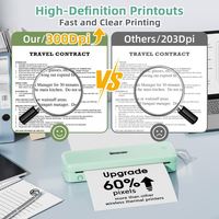 Printer Portabel Phomemo 300DPI M834 Nirkabel, Printer Thermal Mendukung Kertas Thermal Multi-Ukuran, Printer Mini Tanpa Tinta