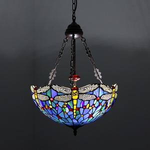LongHuiJing Tiffany Style Stained Glass Dragonfly Table Adjustable Height LED 360 <b>Light</b> Middle Brass Finish Living Room 110-240V - Product Image 3