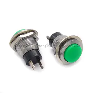12mm Green Mini Round Push Button Switch DS-318 Without Lock For Horn Doorbell 3A 125VAC Reset Switch