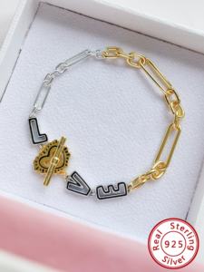 Charmes unisexes tendance en argent sterling 925 pour la fabrication de bijoux, chaîne serpent et bracelets en forme de cœur LOVE - Product Image 5