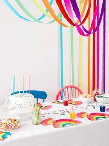 "FDA Approved 350gsm White Board <b>Disposable</b> <b>Plate</b> 10x5.5 Inches Rainbow Foil Party Supplies" - Product Image 3
