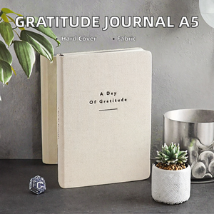Diario de Gratitud Minimalista, Cuaderno de Reflexión Diaria A5, Cubierta de Tela de Lino, Encuadernado Cosido con Hilo, Regalo - Product Image 2