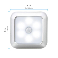Lampu Malam Kabinet Dinding Tanpa Kabel Modern Bertenaga Baterai 6-LED Sensor Gerak Nirkabel Cahaya Putih Hangat untuk Lemari, Samping Tempat Tidur, Tangga