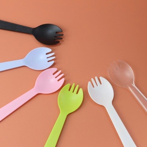 Couverts jetables de qualité supérieure <span class=keywords><strong>Vaisselle</strong></span> Bleu <span class=keywords><strong>Pastel</strong></span> Jaune Rose Noir Violet Vert-Fourchettes en plastique de qualité supérieure Couteaux Cuillères pour les fêtes - Product Image 3