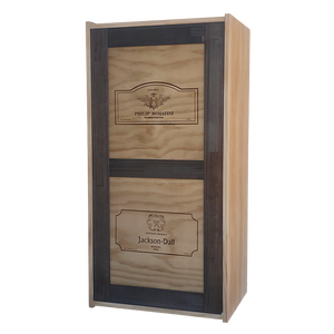 Armadietto moderno del vino della noce con i loghi della cantina 3 divisioni interne di stoccaggio dei liquori e degli accessori - Product Image 1