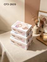 Boîte cadeau de Noël carrée emboîtable, lot de 3, avec estampage à chaud, pour biscuits et chocolats de fêtes, emballage cadeau, OEM disponible