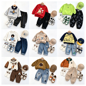 Ensemble de vêtements pour garçons, pantalon de sport pour enfants, 2 pièces, à <span class=keywords><strong>capuche</strong></span>, en coton, pour l'automne et l'hiver, vente chaude en usine, prix bas - Product Image 4
