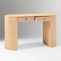 Table d'entrée Idao style Wabi Sabi vintage en bois massif avec double tiroir, coins arrondis, design mobile pour la maison, le bureau ou à fixer au mur