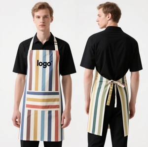 Tablier à bavette noir réglable résistant à l'huile et à l'eau Tablier de cuisine professionnelle avec logo personnalisé pour hommes et femmes avec poche - Product Image 3