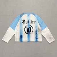 T-shirt Yingling en coton double couche, style streetwear, color-block, manches raglan, imprimé DTG, coupe ample, graphique personnalisé, OEM ODM