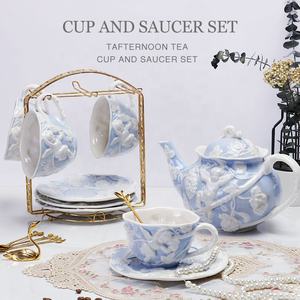 Coffret cadeau de service à thé en céramique bleue classique européenne Discount - Product Image 6