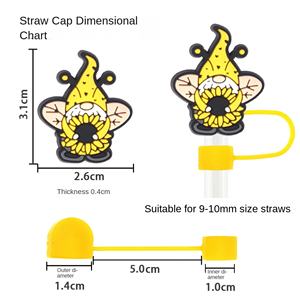 Tapas de Pajita de PVC con Diseño de Abeja y Flor, de Alta Calidad, para Decoración Promocional, Universales de 10mm, Venta al Por Mayor - Product Image 2