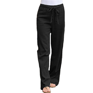 Pantaloni Estivi da Donna in <span class=keywords><strong>Lino</strong></span> e Cotone Traspirante, <span class=keywords><strong>Vita</strong></span> <span class=keywords><strong>Alta</strong></span>, Gamba Larga, Stile Vintage Tie-Dye con Elastico in <span class=keywords><strong>Vita</strong></span> - Product Image 4