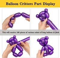 Ballons longs métallisés brillants 260, lot de 100, multicolores, en forme de poisson, modèles animaux à modeler, ballons longs magiques DIY