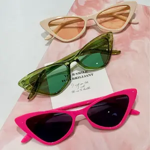 Cute Candy Color Vintage Uv400 Protection Sunglasses Girls Sweet Cat Ear Sun Glasses For Women