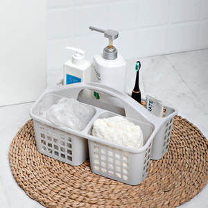 Portable Sorting <b>Storage</b> <b>Basket</b> With Holes <b>Rectangle</b> White Thickened Bathroom Hand Held Organizer Compartmentalized Stackable - Product Image 1