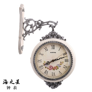 European Style Double-Sided <b>Wall</b> <b>Clock</b> Irregular Shape Decorative For Living Room Home Use - Product Image 4