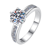 Bijoux fins, design romantique, certificat GRA, plaqué rhodium, 1 carat VVs1, moissanite, argent sterling 925, bague de fiançailles pour femmes