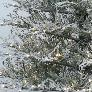 Sapin de Noël artificiel floqué, écologique, pré-éclairé avec des lumières blanc chaud, décoration pour la maison et le bureau - Product Image 6