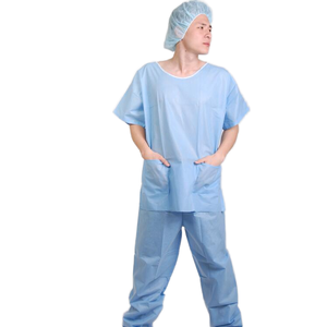 핫세일 일회용 부직포 SMS CE 인증 정전기 방지 알코올 혈액 방지 반팔 의료 보호복 - Product Image 4