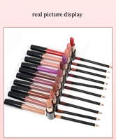 Kosmetik Grosir Makeup Lipstik & Lipgloss & Lip Liner 3 in 1 Tahan Air Vegan Lipstik Padat & Kit Lip Liner