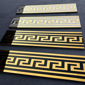 <span class=keywords><strong>Décoration</strong></span> murale et de <span class=keywords><strong>sol</strong></span> de salle de bain personnalisée, carrelage en céramique miroir poli, luxe or, bordure noire - Product Image 2