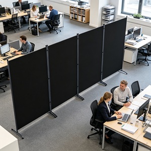 Cloison de bureau professionnelle à 4 panneaux, directement de l'usine, 340x180cm, séparateur en acier pour la gestion de grands espaces ouverts - Product Image 4