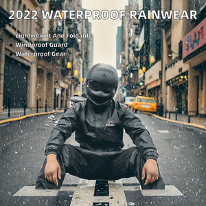 Combinaison de pluie pour moto MJMOTO 2022, imperméable, veste de pluie pour le cyclisme + pantalon de pluie, veste légère pliable coupe-vent - Product Image 2