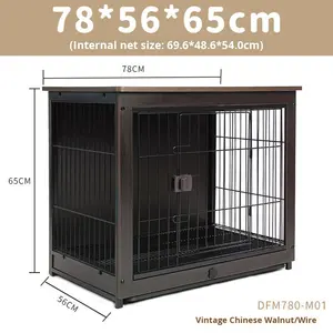 Cassa per cani in legno per cani di piccola taglia <span class=keywords><strong>Eco</strong></span>-<span class=keywords><strong>Friendly</strong></span> gabbia con zona toilette separata e chiusura a bottone - Product Image 6